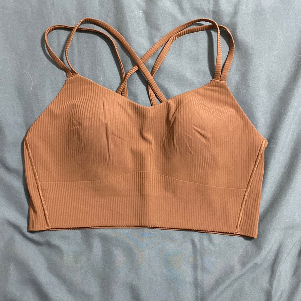 Lululemon longline like a cloud bra ribbed in roasted brown